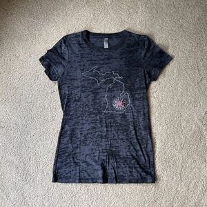 Next Level Black Lotus Michigan Gray T Shirt Size L